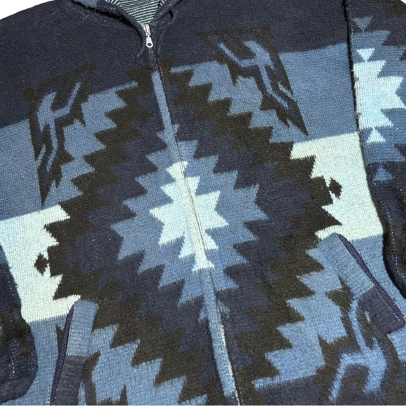 Vintage 90s Aztec Pattern Knit Hoodie - Picture 4 of 5